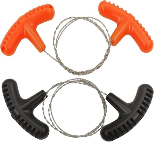 2 Piezas Sierra de Alambre, Hilo de Sierra, 63 cm Mini Sierra de Alambre de Acero Inoxidable con Mango, Portátil Sierra Corte Herramienta para Exteriores Camping Senderismo Emergencia