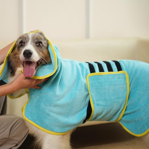 HezzLuv Accappatoio per cani ultra assorbente, in microfibra, per un'asciugatura rapida e semplice, morbido asciugamano per cani a doppio strato, per cuccioli e adulti, animali domestici e gatti