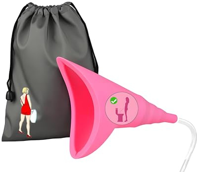 Imbuto per Pipi Donna,Dispositivo per Orinatoio Femminile in Silicone Riutilizzabile Permette alle Donne di Fare Pipì in Piedi, Cono da Donna è Perfetto per Viaggi Rosa