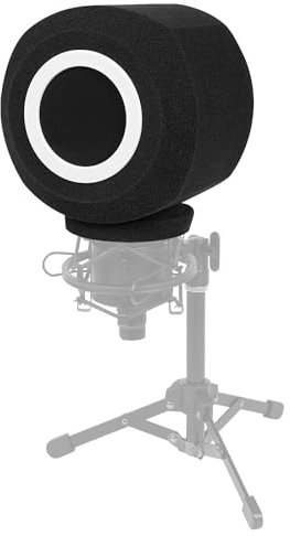 Geekria for Creators - Sfera isolante professionale per microfono, filtro anti-pop per microfono, in schiuma, compatibile con Shure MV7X, MV7+, ATH AT2035, copertura in schiuma anti-pop (nero)