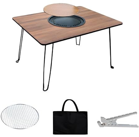 PQPQLI Barbecue Au Charbon De Bois Multifonction avec Table Pliante, Amovible Barbecue À Charbon Facile À Assembler Et À Nettoyer pour 5-10 Personnes(60 * 80cm)
