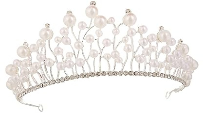 VICASKY Couronne Décorative Pour Cheveux Ornement De Fête Couronne De Perles Imitées Avec Diamants Bijoux De Cheveux Pour Occasion Spéciale