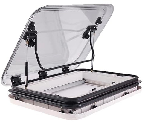 Giuggiolared RV Skylight, Campervan Skylight Roof Vent with LED Light, Aluminum Alloy Skylight, Camper Windows Replacement Skylight with Lamp for RV Caravan Motorhome,500 * 500mm