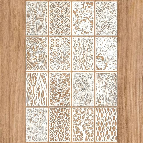 SANTUO 16 plantillas reutilizables para aerógrafo, 28 x 18 cm, para decoración textil, pintura en pared, juego de plantillas de pintura