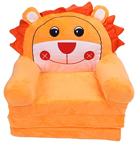 Omabeta Sofá Plegable para Niños de Dibujos Animados, Suave y Transpirable para Leer, Relajarse, Jugar, Dormir en el Dormitorio, Color Naranja (3 Niveles)