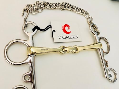 UKSALES25 MOUTH PELHAM DOUBLE JOINTED LOZENGE HORSE BIT GERMAN SILVER & SS (5.5)