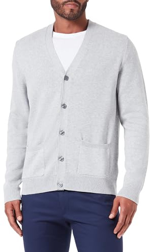 Amazon Essentials Suéter Cárdigan de Algodón Hombre, Gris Claro Mezcla, XL