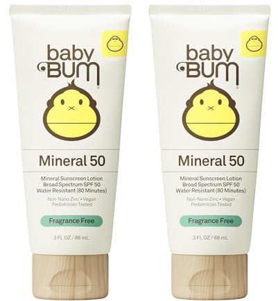 Sun Bum Baby Mineral Sunscreen Lotion | SPF 50 | UVA, UVB Face and Body Protection | Fragrance Free Safe for Sensitive Skin | Travel Size | 3 Ounce | Pack of 2