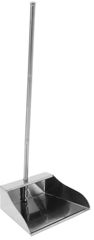 TOPBATHY Recogedor de Acero Inoxidable con Mango Largo - Metal - Pluma - Protector de Polvo para Lobby Garaje Hogar y Patio Home Shop Comercial e Industrial