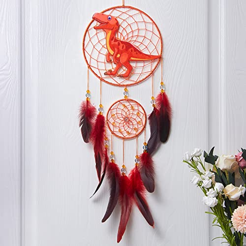 Beinou Acchiappasogni Dinosauro Dream Catcher Fatto a Mano Piume Decorazione da Appendere Alla Parete Regalo per Ragazzi Ragazze Asilo Camera