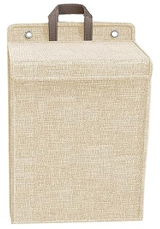 Folpus Cesta de Ropa Sucia Colgante Plegable Cesta de Almacenamiento de Ropa Sucia montada en la Pared con asa de Transporte, Cesto de Ropa Sucia de Gran, Beige Medio