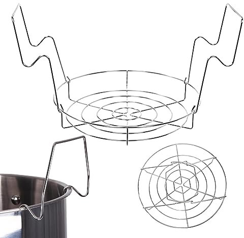pologmase Scaffale per Conserve - Rack per Conserve per Contenitore per Acqua Calda - Contenitore per bagnomaria, cestello per Cottura a Vapore per pentole, cestello per Conserve in Acciaio