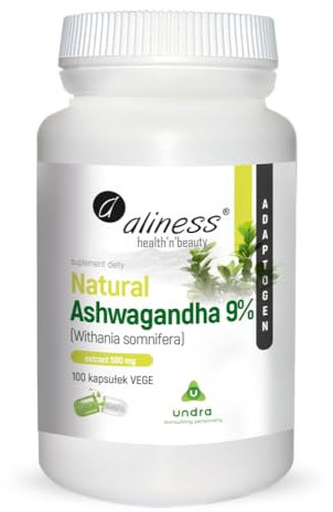 Aliness - Natürliches Ashwagandha 9% - 580mg pro Kapsel - Adaptogen - Stress - Vitanolide - Nahrungsergänzungsmittel - 100 Kapseln