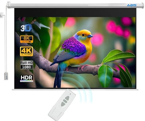 ABIS 84 Diagonal Electric Motorised Projector Screen, 2.15m Wide | 16:9 Native Aspect Ratio | Supports FHD, 2K, 4K, 8K | Ideal for Home Cinema, Office, School, Indoor Use