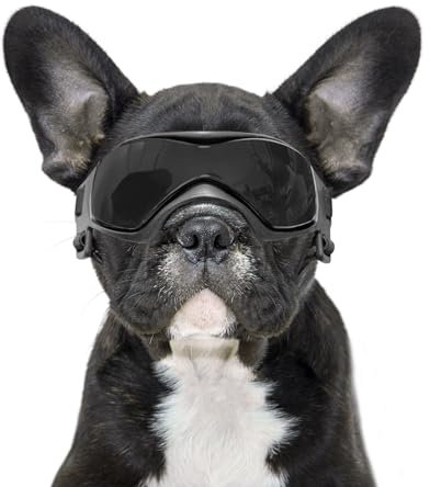 BillionChains Hundebrille mit verstellbarem Riemen, Hundesonnenbrille, UV-Schutz, Winddicht, Hundebrille für Hunde, Schwarz