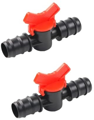 MiJunHD 2PCS Drip Irrigation Switch Valve,Plastic 25mm Double Barbed Shut-Off Valve for 25mm Hose Connection Drip Tubing,Used for Outdoor Garden, Aquarium,Fish Tank Control Water Flow