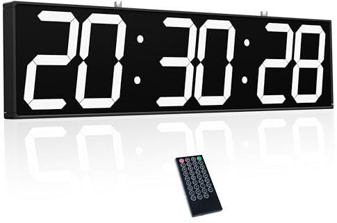 CHKOSDA Orologio da parete digitale a doppia faccia da 72,1 cm, multifunzione a LED, grande timer con temperatura e data, orologio digitale da appendere grande display per corridoi, ospedali (bianco)
