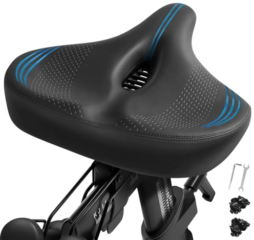 Oversized Bike Seat Cushion for Peloton Bike & Bike+, Comfort Bicycle Seat Replacement for Men & Women, Extra Wide Bike Saddle Compatible with Peloton, Echelon, Exercise, Electric, Cruiser Bikes