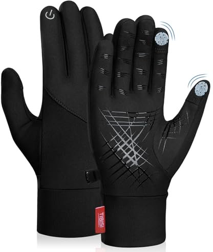 TANSTC fahrradhandschuhe Herren Touchscreen wasserdichte Winterhandschuhe Winter Warm Thermo Handschuhe Damen Laufhandschuhe rutschfeste Fäustlinge Elastisch Skihandschuhe Outdoor Gloves Männer, L