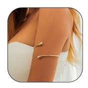Hebterrka Goldene Spiral-Armmanschette für Damen, Oberarm Gold Armreif Armband Minimalistisches Armband Bangle Liquid Lava Armkette Offene Armreif für Frauen