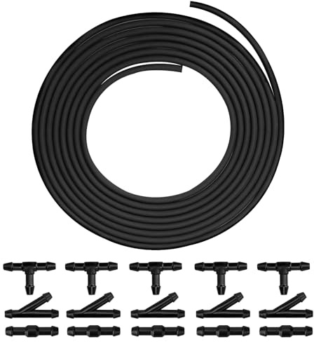 300cm Tuyau de Lave-glace de Nettoyage, Tuyau d'Essuie-Glace Universel en Caoutchouc, Raccord Durite de Liquide de Lave Glace avec 15 Connecteurs de Type Y I T pour Voiture Pare-Brise