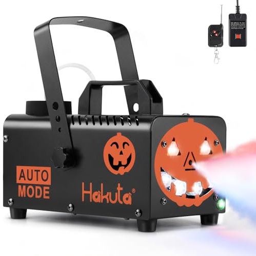 Hakuta Máquina de Humo Profesional con 6 Luces LED RGB, 2300 CFM - Niebla Automática para Halloween/Navidad/Bodas, Control Remoto y Soporte Colgante