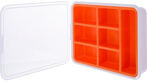 InLine® Caja para piezas pequeñas, 7 compartimentos, resistente organizador para tornillos y accesorios, con tapa de clip y compartimento interior extraíble, compacto y naranja, 43009G