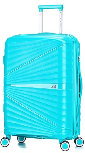 ATX Luggage Medium Suitcase Expandable Unbreakable Polypropylene Hard Shell Hold Check in Fits 23-26KG Super Lightweight with 4 Dual Spinner Wheels and Built in TSA Lock (Mint Green, 86 Liters)