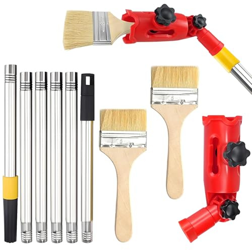 ZOBMIO Mehrwinkel Pinsel Verlängerung mit 2 Farbpinseln, Farbpinsel Verlängerung, Multi Angle Paint Brush Extender, Einziehbare Verlängerungsstange für Wände, Decken & Ecken