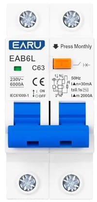 CaFfen Sicherungsautomat 2P C Typ AC230V MCB Leckage Schutz RCBO Überlast Kurzschluss Schutz Fehlerstromschutzschalter Schalter FI-SCHUTZSCHALTER RCD Leitungsschutzschalter(32A)