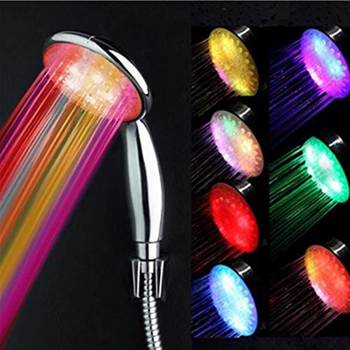 IXMLDAXD Ducha,. Cabezal de Ducha de baño LED de Mano Ducha 7 Colores Cabezal de Ducha LED Luz romántica de Mano Cambio de Color Baño en el hogar Flujo de Agua Control automático