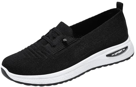 Xbemkste Damskor, ytterkläder, sportskor, fashionabla nät, lätta, ventilerande, mjuk sula, platt öppning, ballerina sommarskor damer slip-skor, svart, 40.5 EU
