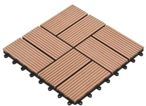 INLIFE Carreau de terrasse 11 pcs WPC 30 x 30 cm 1 m² Marron