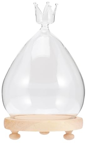 VILLFUL Cloche en Verre Transparente avec Socle Coloré Diamètre 10 Cm, Dôme Décoratif pour Plantes Grasses et Fleurs Éternelles, Décoration de Table Festive et Centre de Table Élégant