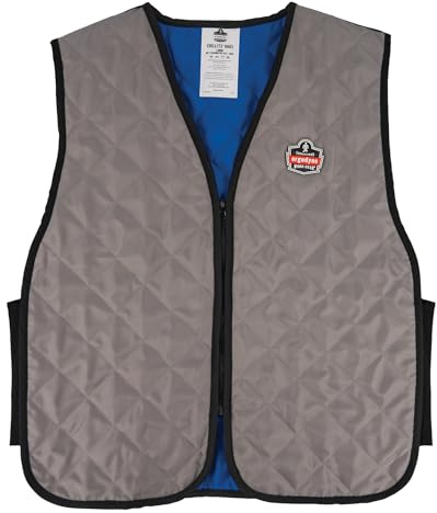 Ergodyne Chill-Its 6665 Evaporative Cooling Vest-Embedded Polymers, Zipper Closure Chaleco refrigerante, Gris, XL para Hombre
