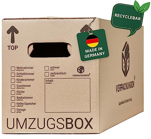 BB-Verpackungen 10 x Umzugskarton aus recycelter Pappe, sehr stabil mit doppeltem Boden (belastbar bis 40 kg) - Sets zwischen 5 und 150 Stück