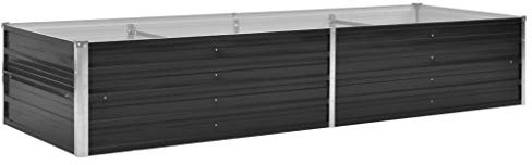 yorten Hochbeet blomkruka planteringskruka blomlåda planteringslåda metall planteringsbädd trädgårdsbädd tidig säng galvaniserat stål antracit 240 x 80 x 45 cm (B x D x H)