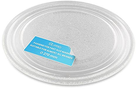 DL-pro Universal Mikrowellenteller 27cm Glatt Drehteller Drehscheibe Teller Glasteller Glasplatte Glasdrehteller 270mm Rund Ersatz für Microwelle Mikrowelle