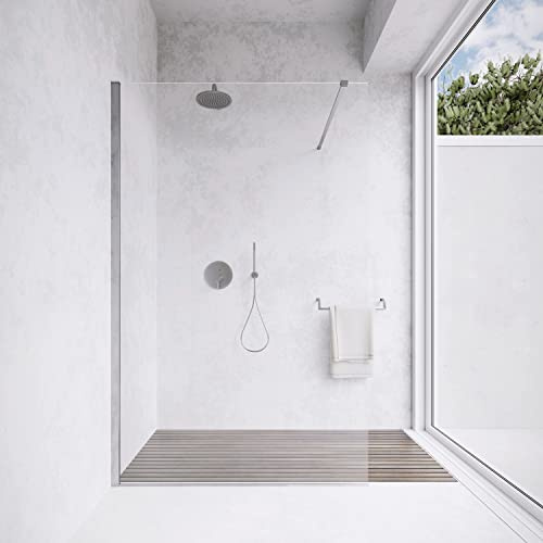 Box Doccia 130cm Walk-in Altezza 200cm Vetro Temperato Trasparente da 8mm con Trattamento Anticalcare mod. Lazaros