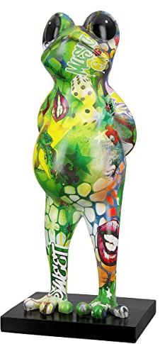 Casablanca dekoration djurfigur skulptur groda – modern konstdekoration av konstharts – gatukonst design – flerfärgad höjd 30,5 cm