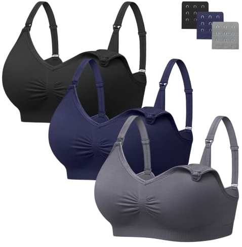 HBselect 3PCS Maternité Soutien Gorge Allaitement Femme Sans Armatures | Push-up, couverture complète, pour les gros seins, soutien-gorge minimiseur, séparation et soutien, soutien-gorge t-shirt