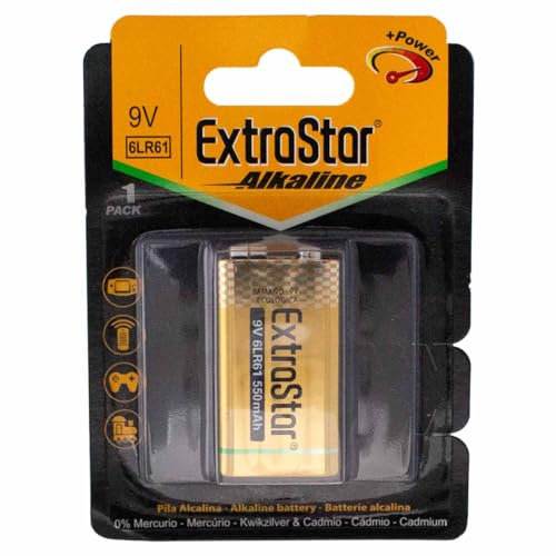 Pila Batteria 6LR61 9V 550mAh, Super Alcalina, Compatibile Con Duracell MN1604 (1)