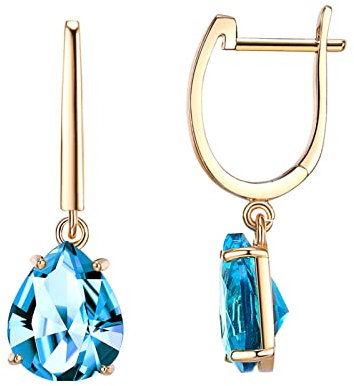 Bishilin Ohrhänger Kupfer Damen, Ohrringe Hängend Tropfen mit Blau Zirkonia Gold Ohrringe Jugendstil Modeschmuck