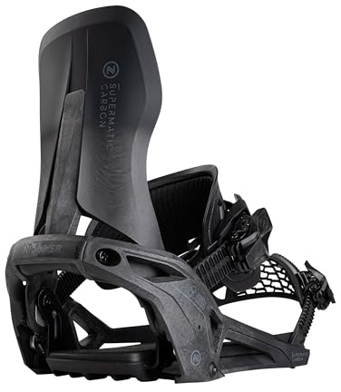 Nidecker Supermatic Snowboard First Universal, Dual-Entry, Automatic Binding - Comfortable and Reliable as a Regular Two-Strap Binding - Genuine Game Changer with its Drop in tech - XL - Carbon