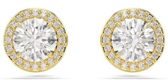 Swarovski Clous d'oreilles Una Angelic, Taille ronde, Ton doré, Placage de ton or