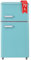 DRIXNO Retro-Kühlschrank, oberer und unterer Doppeltür-Kühlschrank Blau, 72 Liter Gesamtvolumen, mit 21 Liter Gefriervolumen, 120 kWh/Jahr, LED-Licht