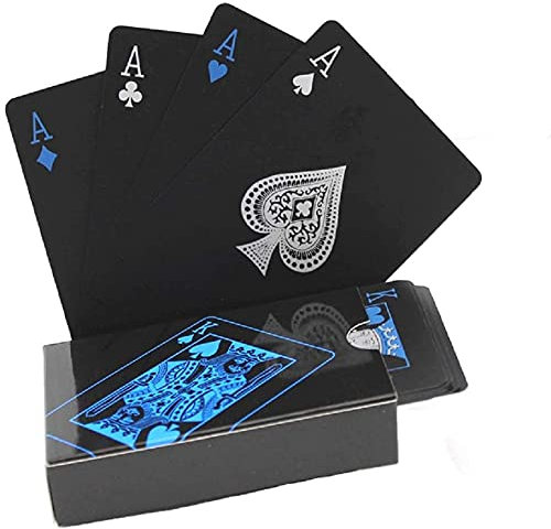 Spielkarten,54 Blatt Professionelles Kartendeck Wasserdichter Kunststoff Pokerkarten Magic Poker Karten für Familienfeiern BBQ Gatherings