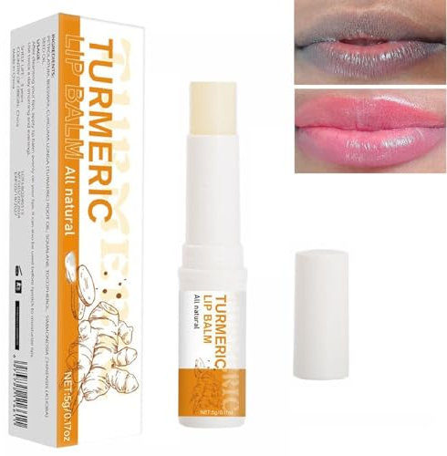 Lippenpflegestift mit Kurkumawurzelöl und Peeling, Pflegendes, beruhigendes und feuchtigkeitsspendendes Lippenpflege-Duo, Feuchtigkeitsstift und sanftes Peeling für trockene oder rissige Lippen(1PCS)