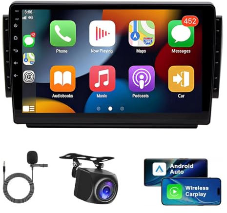 Android 13 Car Stereo for Peugeot 208 2008 2012-2018 10-Inch w/Wireless Carplay & Android Auto GPS Navi Double Din Car Radio Receiver w/Backup Camera Mic SWC Built-In WiFi Bluetooth FM/RDS, 2G+32G