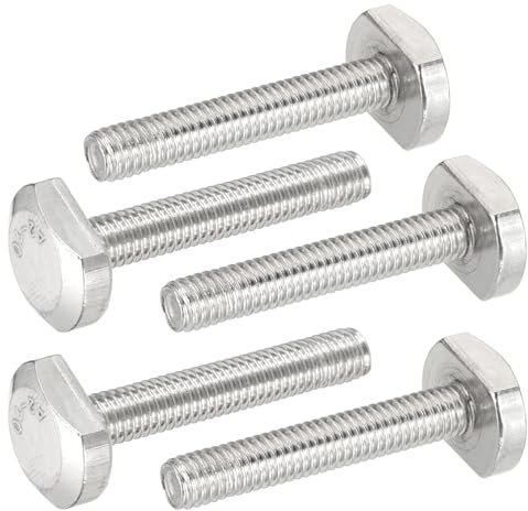 PATIKIL Pernos De Ranura En T M6 X 35 Mm, 5 Pcs Acero Inoxidable 304 Pernos De Inserción En T Tornillos Deslizantes Roscados Métricos Cabeza De Martillo Para Riel En T, Plateado